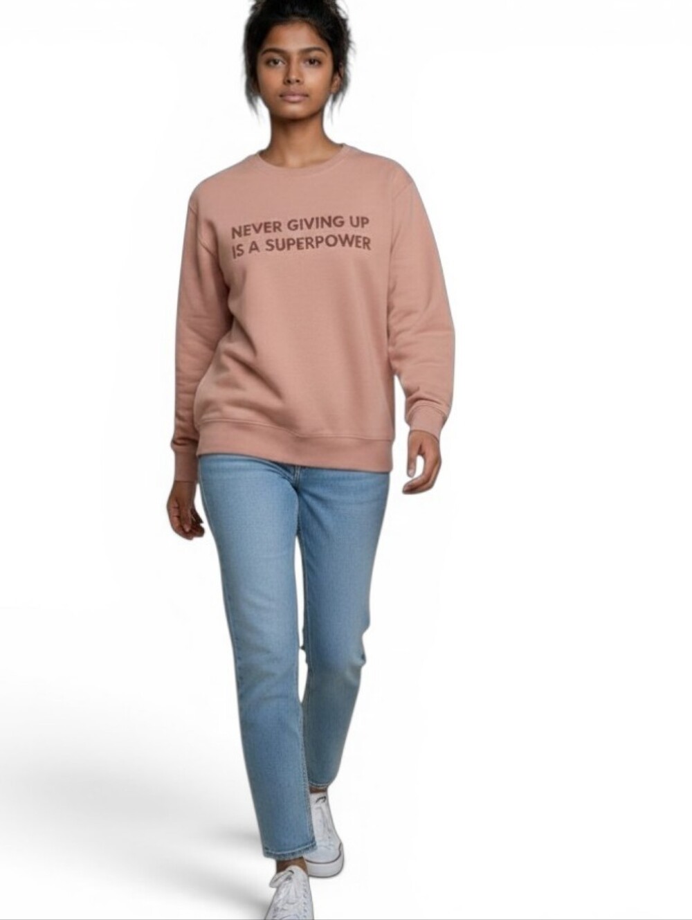 Minimalist Folk Co Never Giving Up Is A Superpower Crewneck Sweatshirt Sz 10 NWT